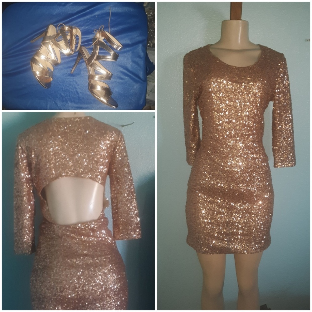 Lovers + Friends Gold Sequined Mini Dress